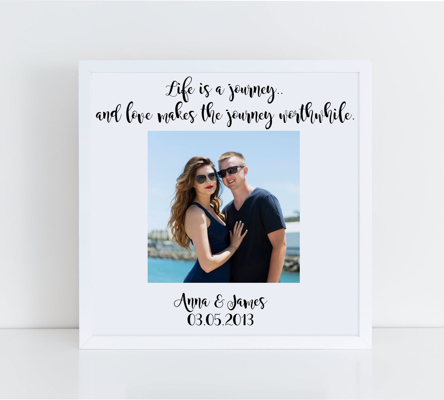 Wedding Photo Frame, Life is a journey.. and love makes the journey worthwhile, Wedding Gift, Memory Box Frame, Personalised Wedding Gift, Anniversary Gift, Memory Frame, Wedding Keepsake, Mr And Mrs Frame, Valentines Gift