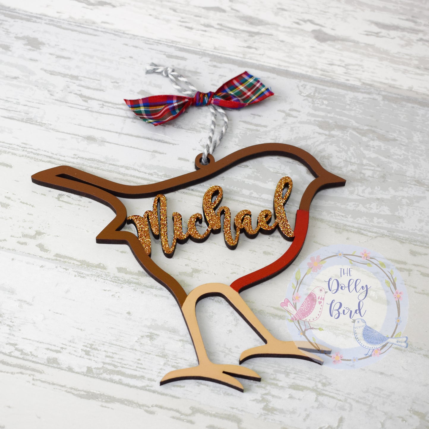 Personalised Robin Christmas Tree Decoration, Memorial Christmas Tree Decoration, Memorial Bauble, Christmas Robin Tree Decoration, Tribute