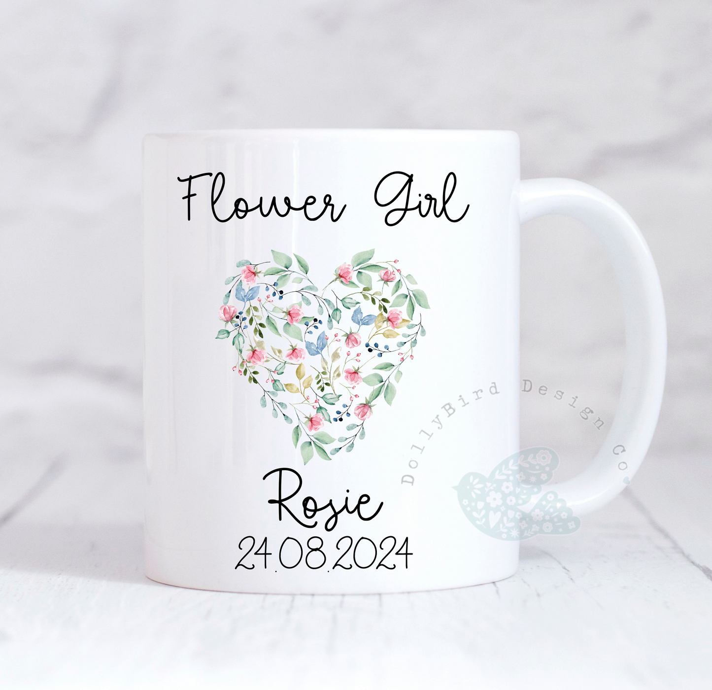 Personalised Flower girl Mug, Flower girl Gift, Wedding Thank You Gift, Personalised Wedding Gift, Personalised Mug, Coffee Mug, Tea Mug, Cup