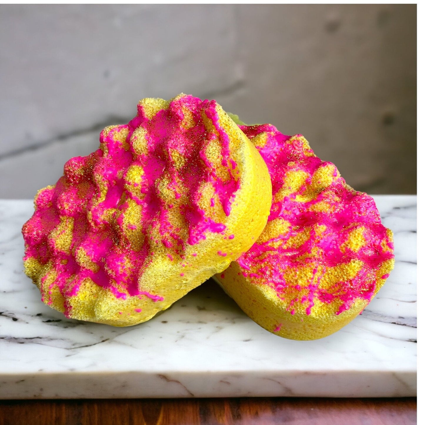 Rhubarb And Custard Sweet Scented Exfoliating Soap Filled Sponge, Rhubarb Custard Scented Soap Sponge, Womens Mens Toiletries, Sweetie Scented Soap Sponge, Gift For Her, Gift For Him,  Mum, Mothers Day, Fathers Day