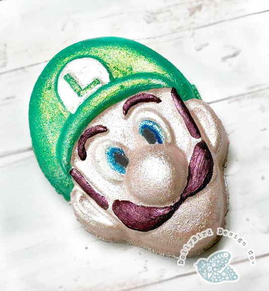 Luigi The Plumber Shaped Bath Bomb, Mario Bath Bomb, Mario Gift, Mario gift For Him, Gamer Gift birthday, Gamer gift Christmas, Gee, Christmas Stocking Filler For imk Gift, Apple Bonbon Batthbomb
