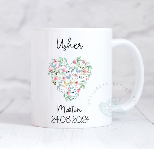 Personalised  Usher Mug,  Usher  Gift, Wedding Thank You Gift, Personalised Wedding Gift, Personalised Mug, Coffee Mug, Tea Mug, Cup