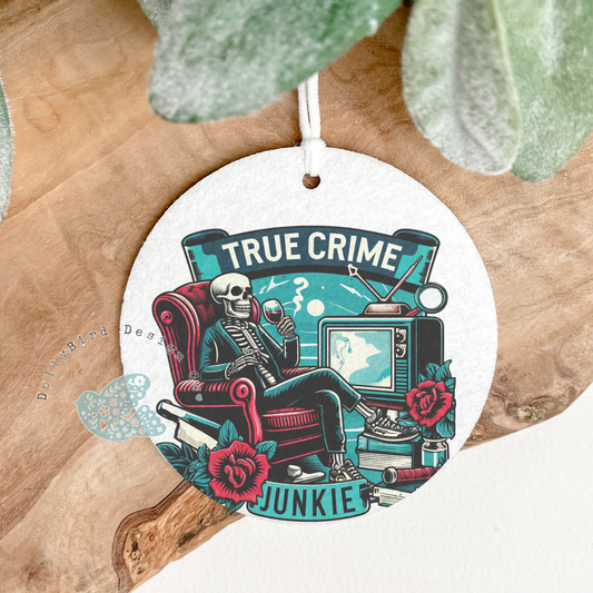 Scented Air Freshener True Crime Junkie Skel. Design