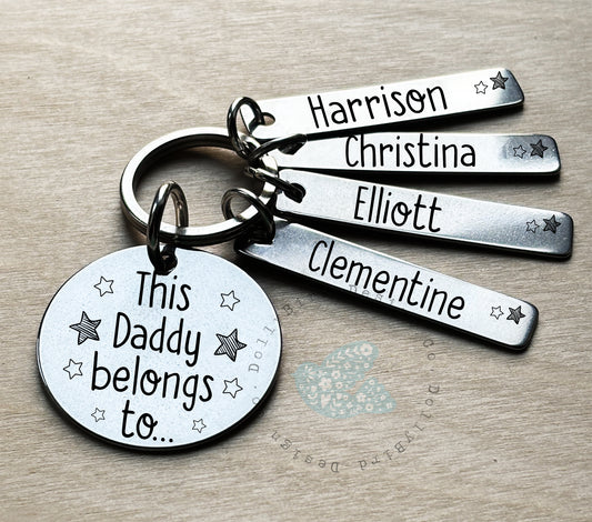 This Daddy Belongs To Personalised keyring, This Daddy Belongs To Keyring, This Dad belongs To Keychain, Personalised Dad Keyring
