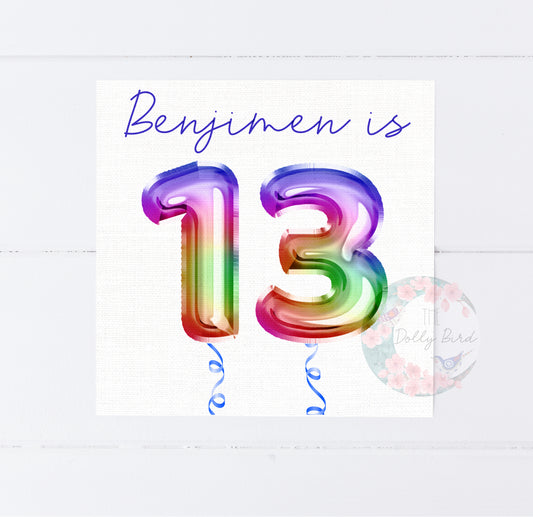 13th Birthday Personalised Birthday Card
