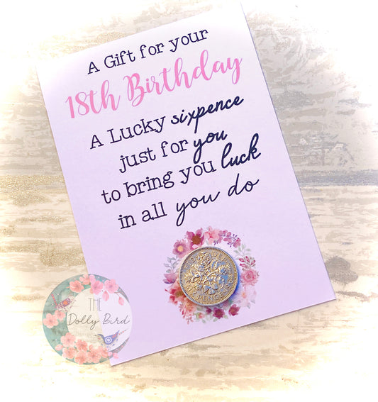 18th Birthday Lucky Sixpence Coin Gift, 18th Birthday Gift, Girls Birthday Keepsake, Traditional 18th Gift