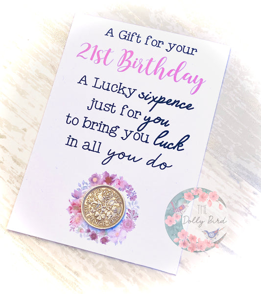 21st Birthday Lucky Sixpence Coin Gift, 21st Birthday Gift, Girls Birthday Keepsake, Traditional 21st Gift