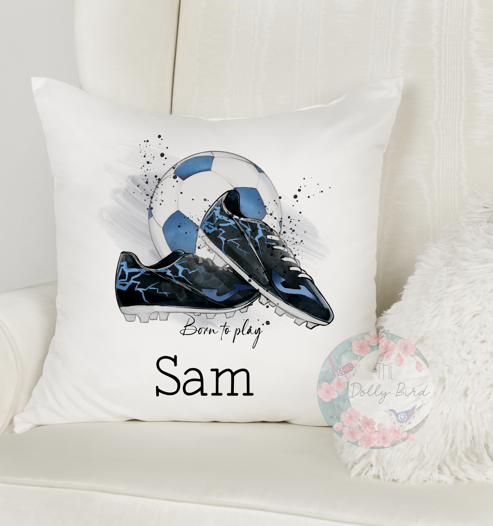 White and Sky Blue Football Pillow, Football Personalised Gift, Personalised Manchester City Pillow, Gift For Him, Man City Fan Gift, Football Cushion, father day Gift, dad Birthday Gift