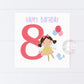 Eighth Birthday 8th Birthday Fairy Card, Eighth Birthday Fairy, Fairy Birthday Card, Handmade Birthday Card, Fairy Themed Card, Eighth Birthday Girl