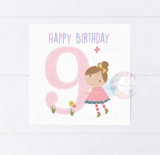 Ninth Birthday 9th Birthday Fairy Card, Ninth Birthday Fairy, Fairy Birthday Card, Handmade Birthday Card, Fairy Themed Card, Ninth Birthday Girl