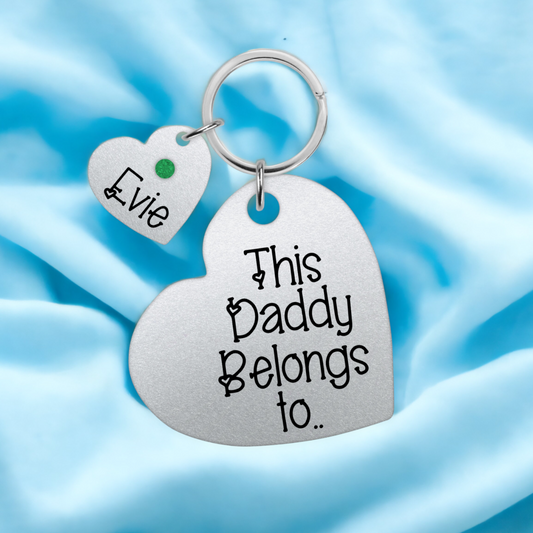 This Daddy Belongs To Keyring, Personalised Daddy Keyring, Fathers Day Gift, Dad Birthday Gift, Daddy Keychain, Dad Names Keyring, Custom