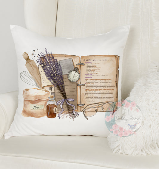 A Mothers Love Recipe Poem Pillow, Mum Cushion, Mum Gift, Mothers Day Gift, Mum Birthday Gift, Mother Pillow, Mum Home Decor, Mum Christmas Gift, Best Mum Gift, Step Mum Pillow