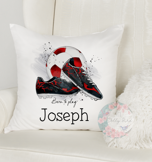 Red And White Football Pillow, Football Personalised Gift, Personalised Manchester Football Pillow, Gift For Him, Liverpool, Sunderland, Stoke, Sheffield Utd, Southampton, Football Cushion, father day Gift, dad Birthday Gift