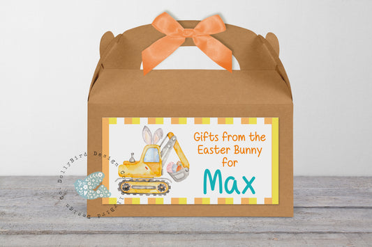 Personalised Easter Gift Box, Easter Treat Gift Bag, Personalised Easter Activity Box, Rabbit Easter Gift Box, Fillable Easter Bunny Digger