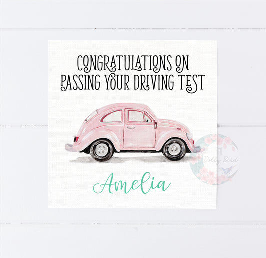 Congratulations On Passing Your Driving Test Personalised Card - Pink