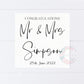Congratulations Personalised Wedding Card - Mr and Mrs