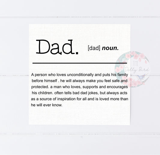 Dad Definition Quote Card, Dad Birthday Card, Fathers Day Gift, Thank You Dad Card, Card For Dad, Birthday Gift