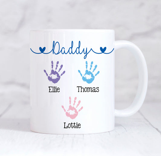 Daddy Handprint Mug, Fathers Day Gift, Personalised Daddy Mug, New Dad Gift, Daddy Coffee Mug, Daddy Gift, Dad Christmas, Dad Birthday Gift