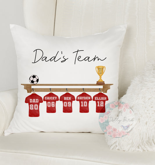 Personalised Football Family Team Pillow, Dads Team Personalised Pillow, Fathers Day Gift, Dad Birthday Gift, New Dad Gift, Dad Football Gift