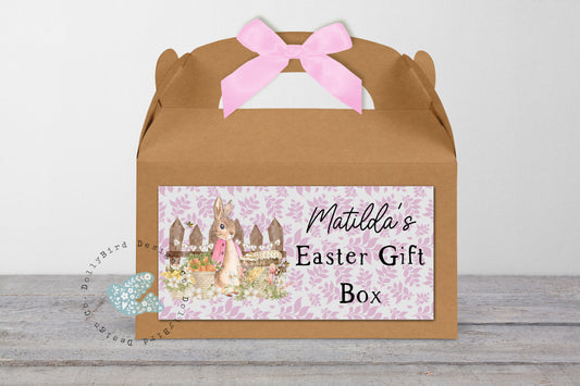 Personalised Easter Gift Box, Easter Treat Gift Bag, Personalised Easter Activity Box, Rabbit Easter Gift Box, Fillable Easter Bunny Giftbag