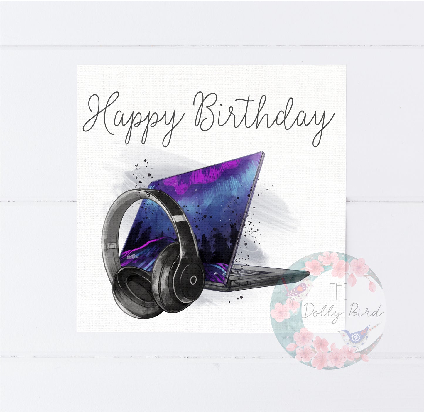 Gamer Themed Birthday Card - Laptop Design, Laptop Card Birthday, Gamer Boy Birthday, Gamer Girl Birthday