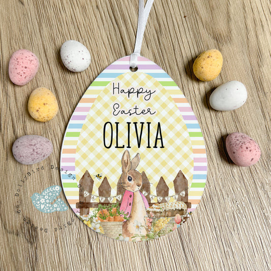 Personalised Easter Tag, Personalised Easter Gift Tag, Girl Bunny Easter Basket Tag, Name Easter Gift, Children Easter Gift, First Easter