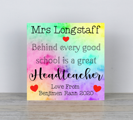 Gift For Headteacher, Thank You Headteacher, Headteacher Plaque, Headteacher Sign, Year 6 Leaver, Personalised, Teacher End Of Term Gift