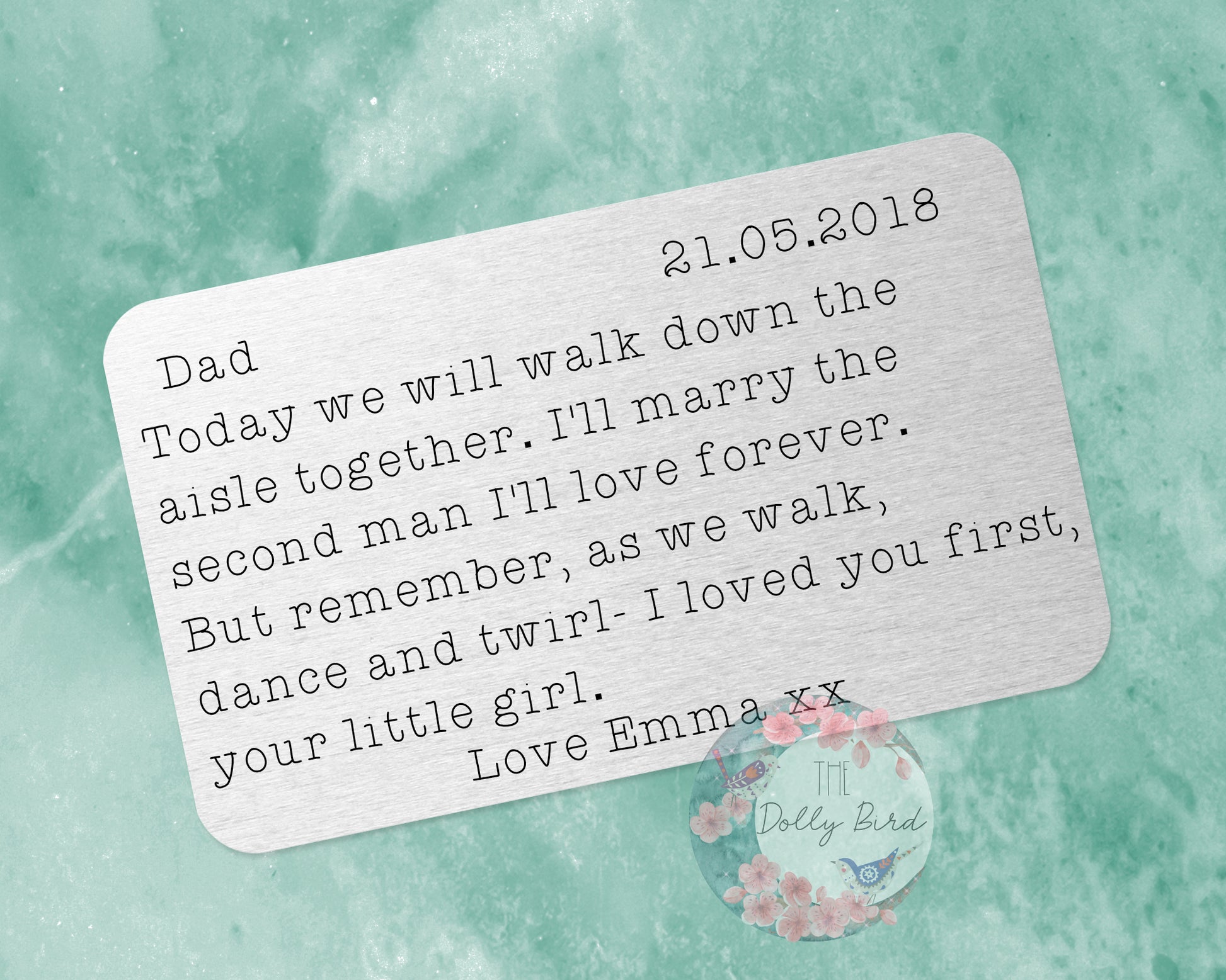 Personalised Father of the Bride wallet insert- I loved you first, your little girl