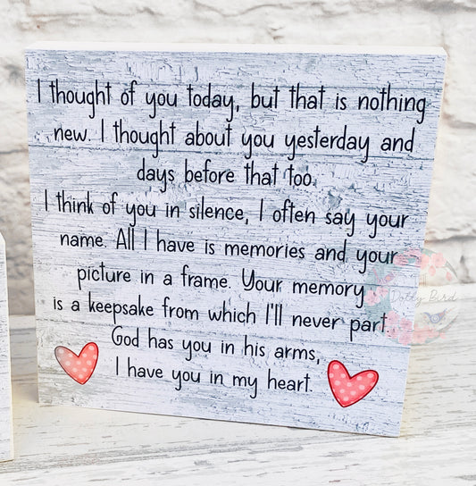 Memorial Quote Poem Wooden Freestanding Plaque, Memorial Sign, Memorial Gift, Bereavement Poem, Bereavement Gift