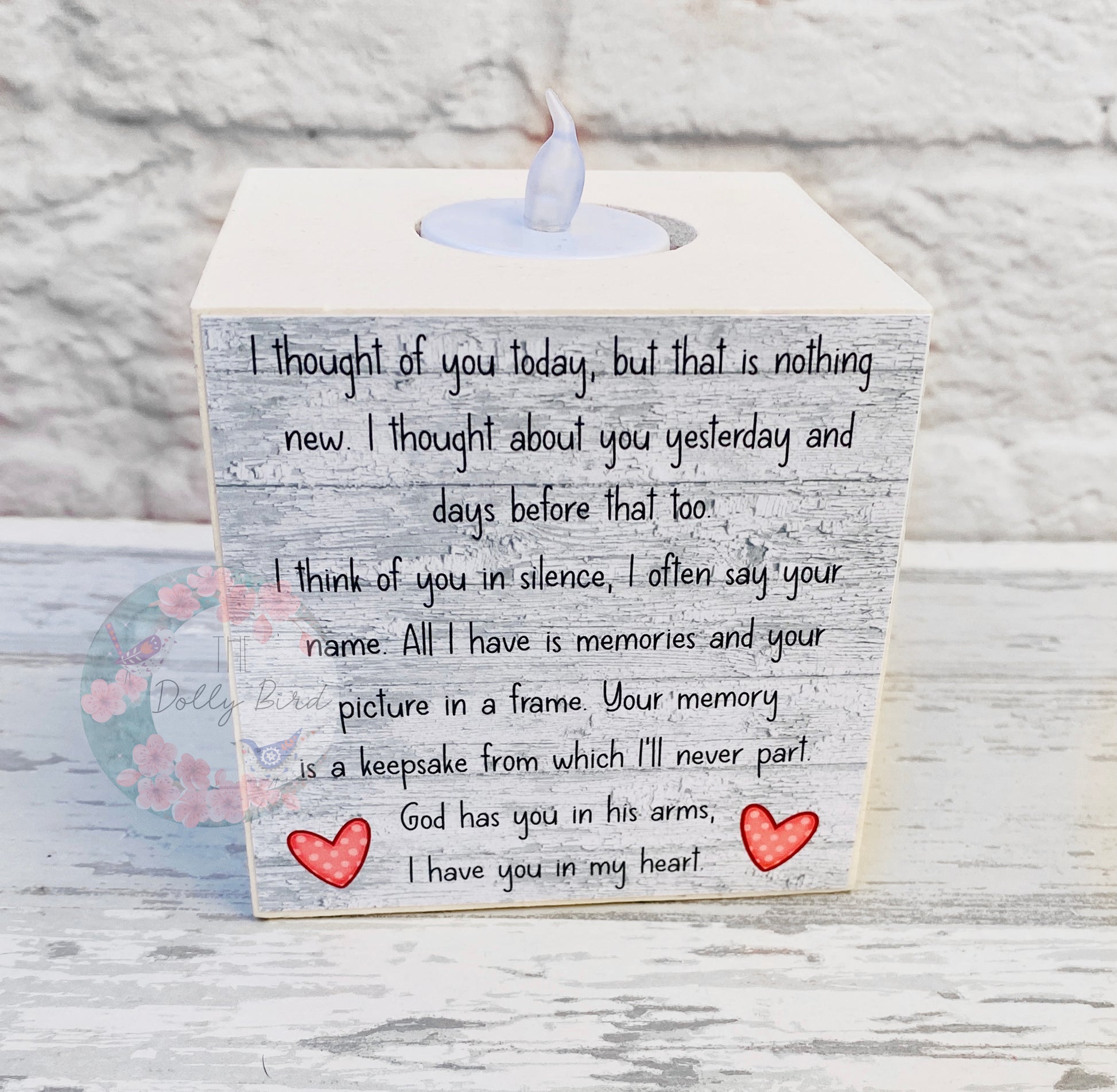 Memorial Quote Poem Wooden Candle, Memorial Sign, Memorial Gift, Bereavement Poem, Bereavement Gift