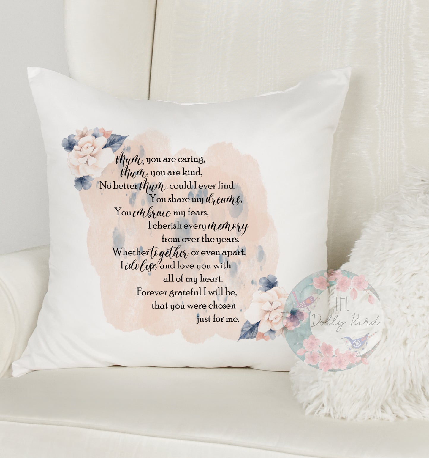 Mum Floral Quote Poem Pillow, Mum Cushion, Mum Gift, Mothers Day Gift, Mum Birthday Gift, Mother Pillow, Mum Home Decor, Mum Christmas Gift, Best Mum Gift, Step Mum Pillow