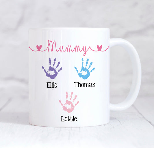 Mummy Handprint Mug, Mothers Day Gift, Personalised Mummy Mug, New Mum Gift, Mummy Coffee Mug, Mummy Gift, Mum Christmas, Mum Birthday