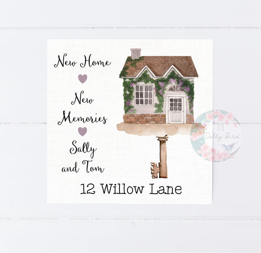 Personalised New Home Key Design Card, Floral New Home, New Home Gift,  Moving Home Card, 