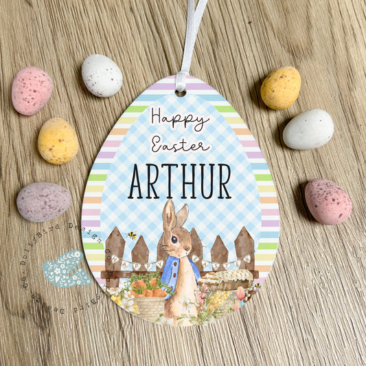Personalised Easter Tag, Personalised Easter Gift Tag, Boy Bunny Easter Basket Tag, Name Easter Gift, Children Easter Gift, First Easter, Peter Bunny Easter
