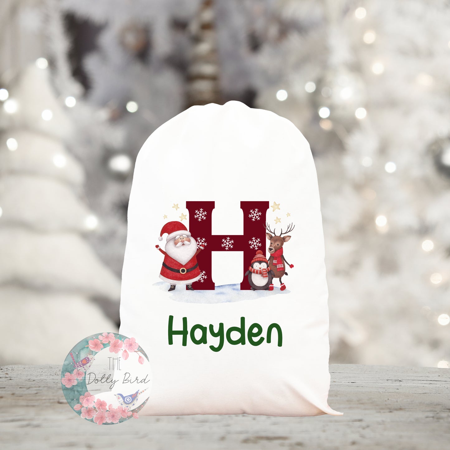 Personalised Large Santa Sack - Red Initial, Childs Christmas Sack, Personalised Christmas Sack, Father Christmas, Kids Santa Sack Bag, Christmas Gift Sack UK