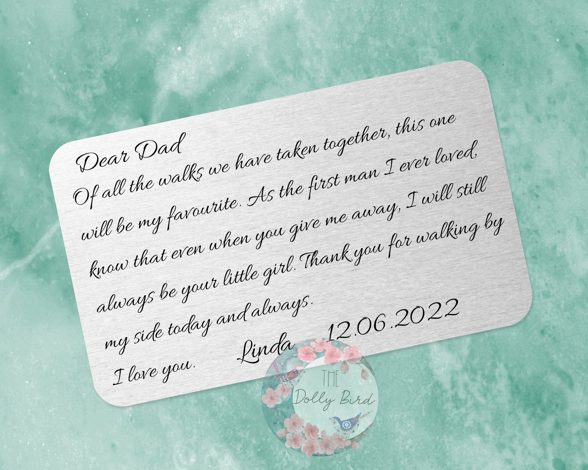 ather of The Bride Gift, Wallet Insert, Dad Wedding Gift, I'll Always Be You Little Girl, Hand Stamped Wallet Insert, Wedding Keepsake, Father of the bride gift, Ill always be your little girl hand stamped wallet insert, Dad Wallet Insert, Wedding Gift, Father And Daughter