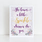 She Leaves A Little Sparkle Wherever She Goes floral framed A4 print