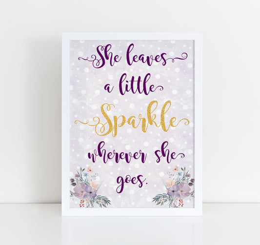 She Leaves A Little Sparkle Wherever She Goes floral framed A4 print