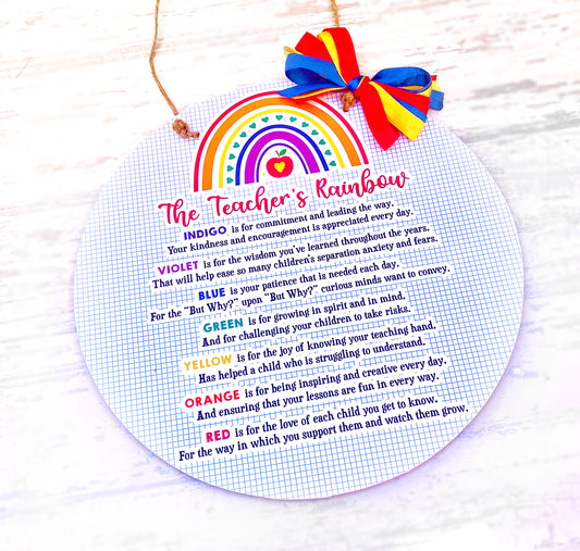 Teachers Rainbow Poem Wooden Sign, Classroom Rules Sign, Teacher Gift, End Of Term Gift, Thank You Teacher Gift, Classroom Decor, Wooden Classroom Rules Sign, School Leaver