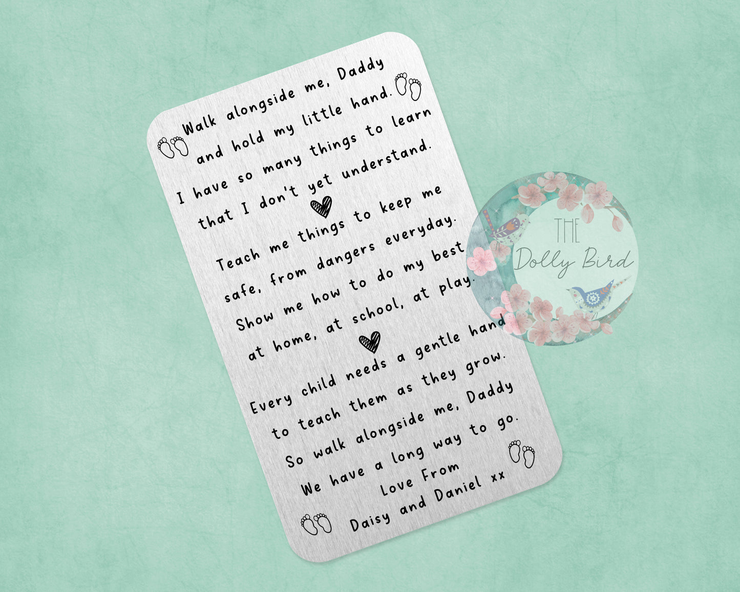 Walk Alongside Me Daddy poem Personalised Wallet Insert Card, Personalised Daddy wallet Insert, Daddy Birthday Gift, Daddy Christmas Gift, Cute Personalised Dad Gift