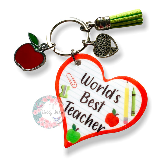 Worlds Best Teacher Keyring, T.A Gift, Thank You Teacher Gift, Teacher Keyring, End Of Term Gift