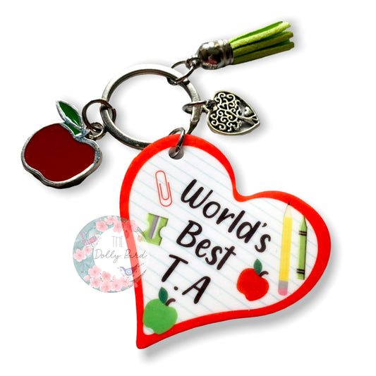 Worlds Best Teaching Assistant Keyring, T.A Gift, Thank You Teaching Assistant, Teacher Keyring