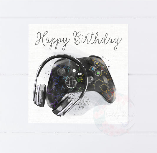 Gamer Themed Birthday Card - XB Design, XBOX Card Birthday, Gamer Boy Birthday, Gamer Girl Birthday